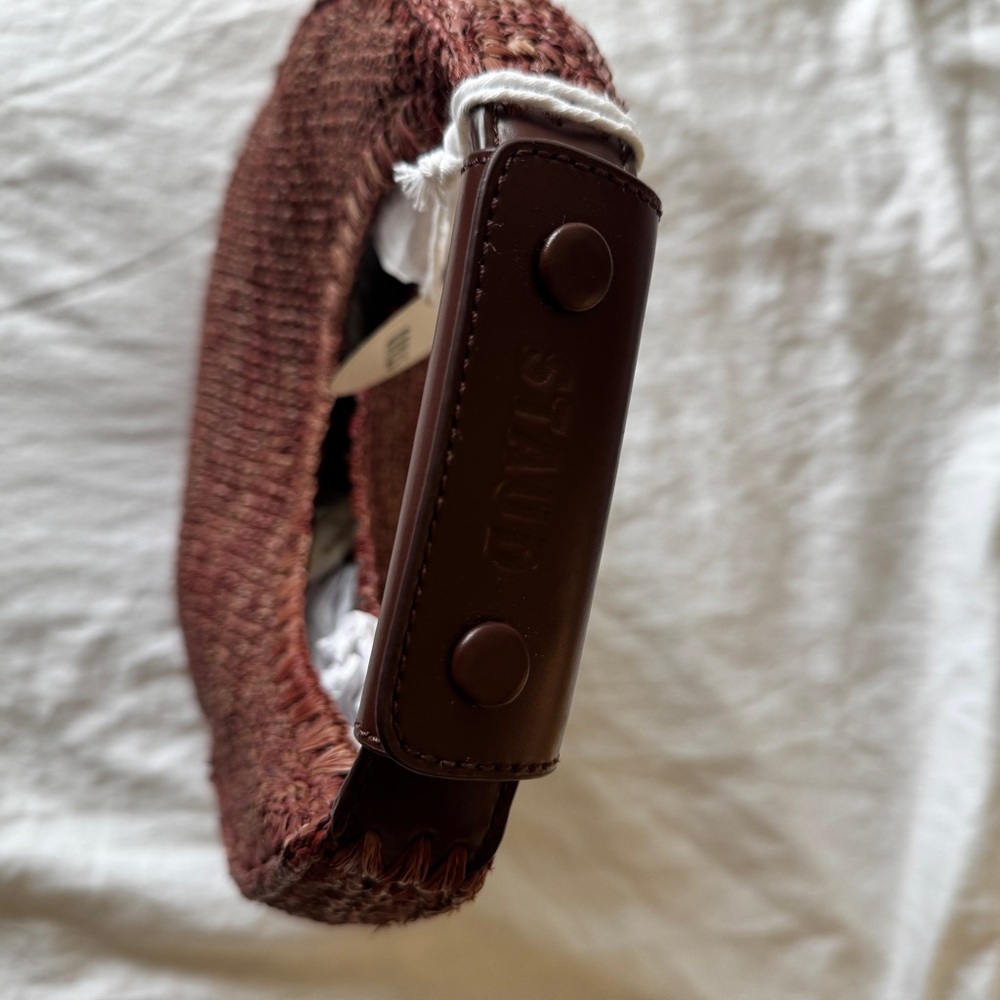 STAUD Raffia Moon Bag Mahogany Brown - Picture 5 of 8